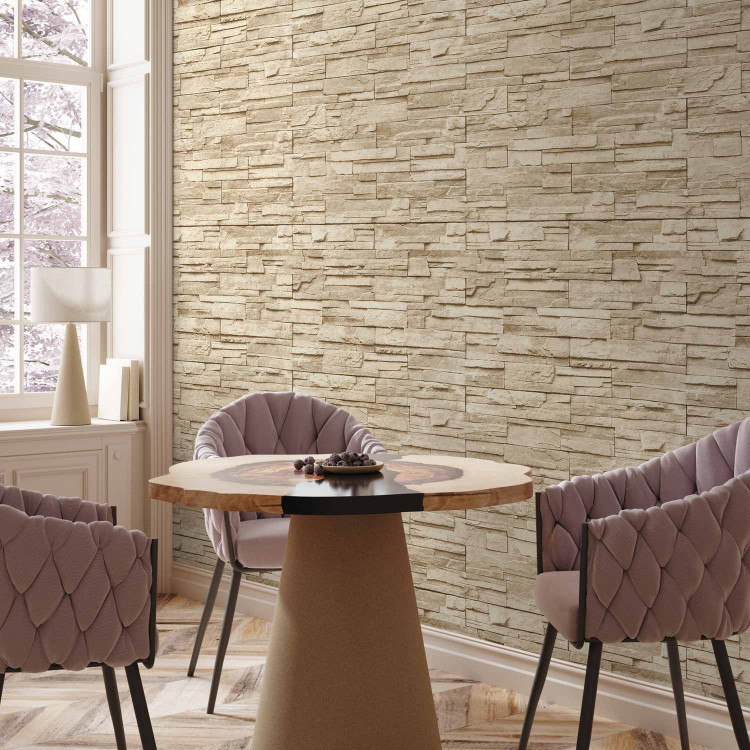 Photo Wallpaper Beige Elegance - Classic Background with Light Stone Texture Design 60984 additionalImage 4