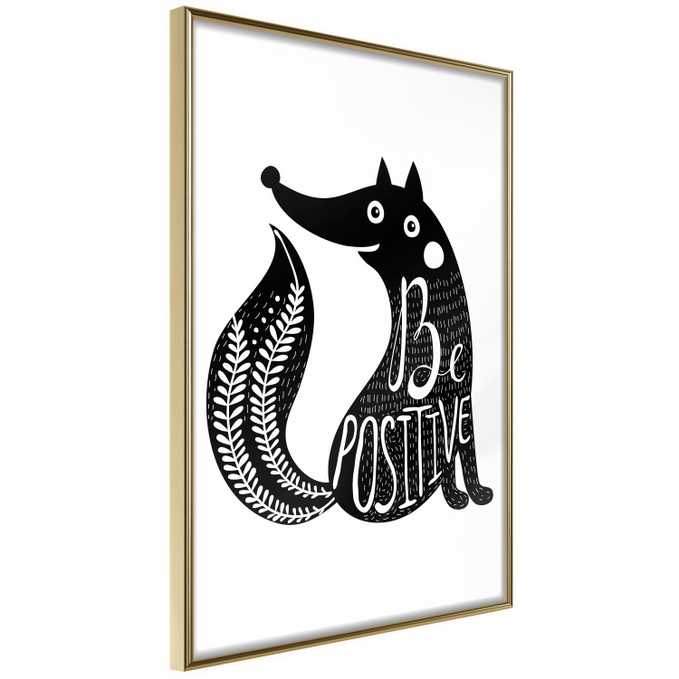 Wall Poster Be Positive - black and white composition with animal motif and a quote 114794 additionalImage 12