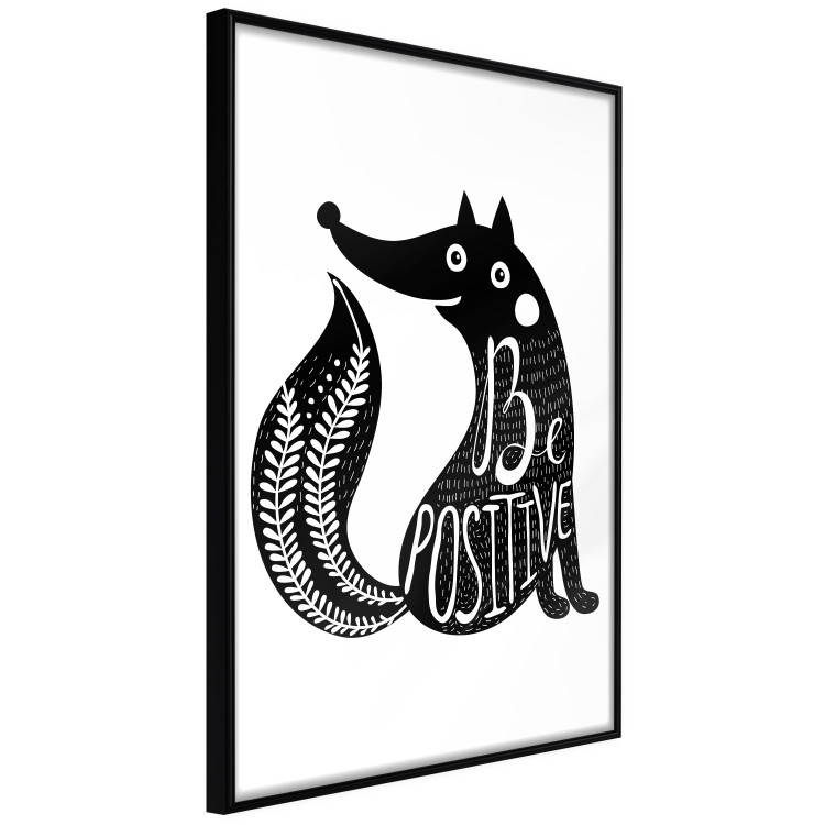 Wall Poster Be Positive - black and white composition with animal motif and a quote 114794 additionalImage 12