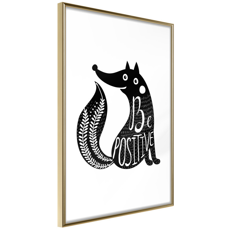 Wall Poster Be Positive - black and white composition with animal motif and a quote 114794 additionalImage 8