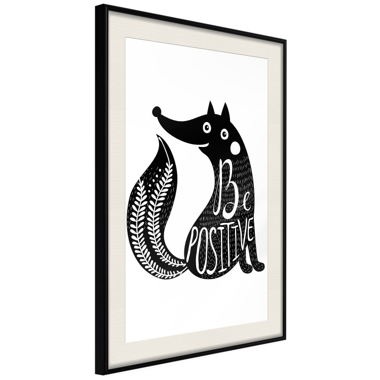 Wall Poster Be Positive - black and white composition with animal motif and a quote 114794 additionalImage 3