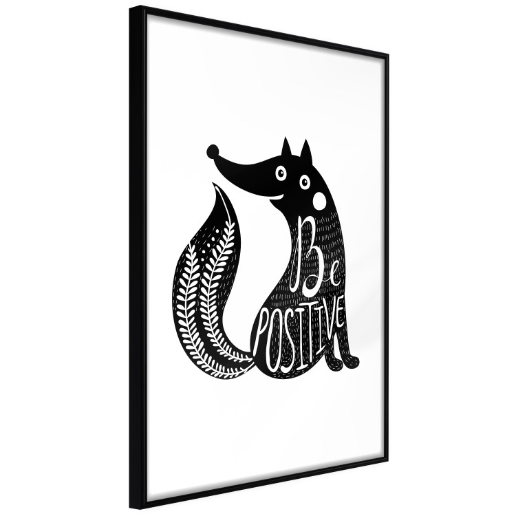 Wall Poster Be Positive - black and white composition with animal motif and a quote 114794 additionalImage 11