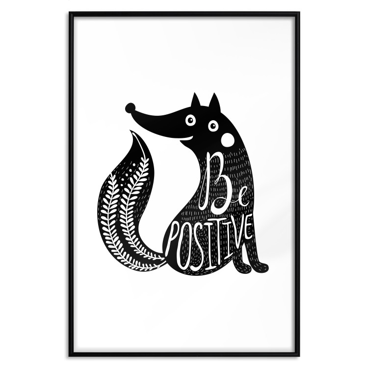 Wall Poster Be Positive - black and white composition with animal motif and a quote 114794 additionalImage 15