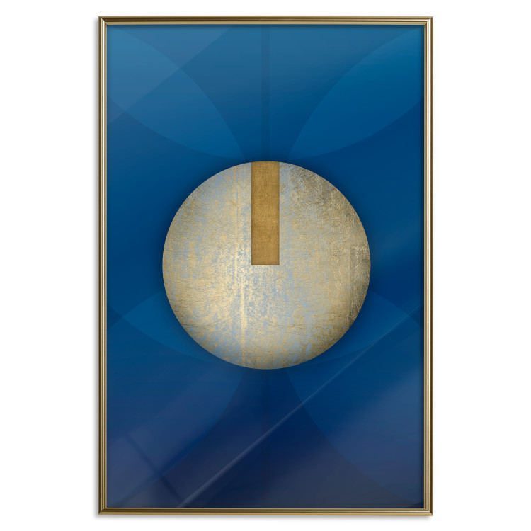Wall Poster Indigo Abstraction - geometric composition in navy with a golden circle 117594 additionalImage 16