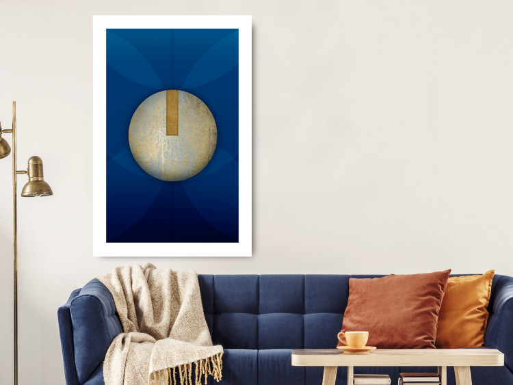 Wall Poster Indigo Abstraction - geometric composition in navy with a golden circle 117594 additionalImage 2