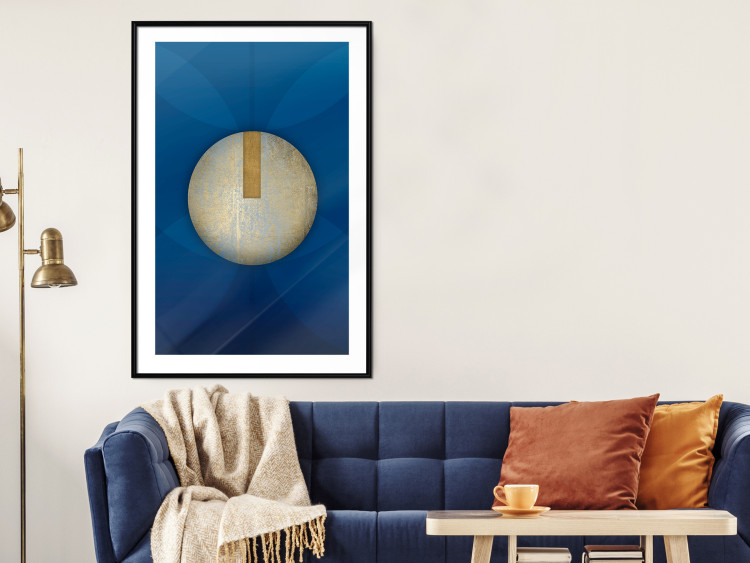 Wall Poster Indigo Abstraction - geometric composition in navy with a golden circle 117594 additionalImage 4