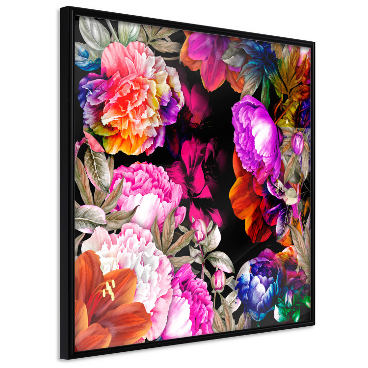Wall Poster Summer Garden - colorful composition with peony flowers on a black background 117994 additionalImage 10