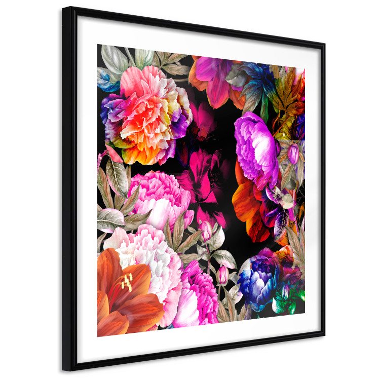 Wall Poster Summer Garden - colorful composition with peony flowers on a black background 117994 additionalImage 11