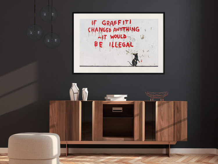 Poster Graffiti Quote - rat and red English texts in Banksy style 118694 additionalImage 22