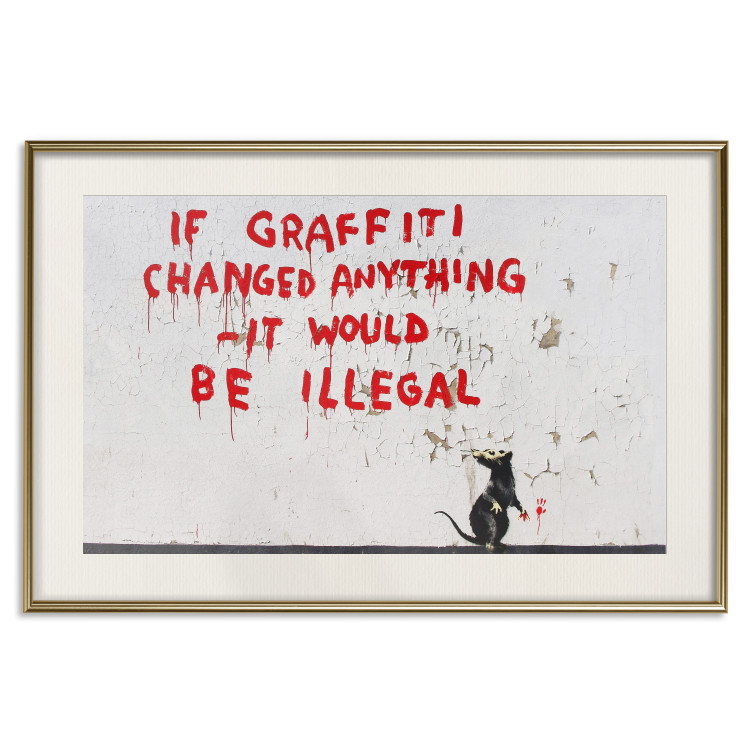 Poster Graffiti Quote - rat and red English texts in Banksy style 118694 additionalImage 19