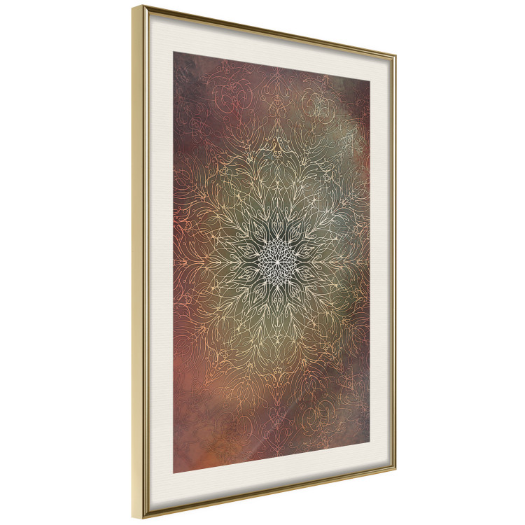 Poster Oriental Wheel - composition with a Mandala in shades of gold in a zen style 118794 additionalImage 14