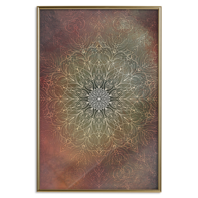 Poster Oriental Wheel - composition with a Mandala in shades of gold in a zen style 118794 additionalImage 16