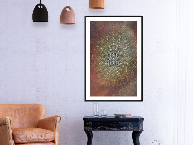 Poster Oriental Wheel - composition with a Mandala in shades of gold in a zen style 118794 additionalImage 10