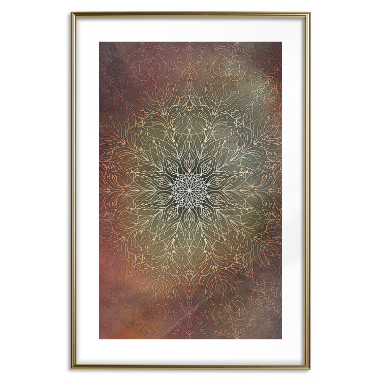 Poster Oriental Wheel - composition with a Mandala in shades of gold in a zen style 118794 additionalImage 14