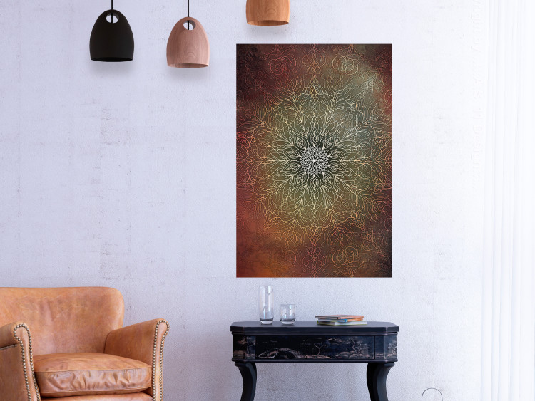 Poster Oriental Wheel - composition with a Mandala in shades of gold in a zen style 118794 additionalImage 17
