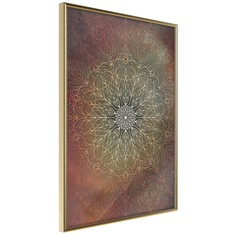 Poster Oriental Wheel - composition with a Mandala in shades of gold in a zen style 118794 additionalImage 4