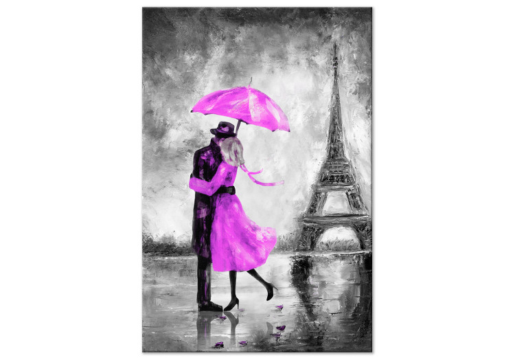 Canvas Art Print Paris Fog (1 Part) Vertical Pink 123094