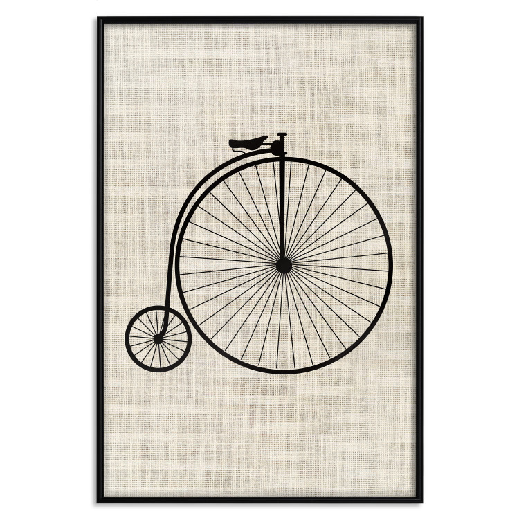 Poster Vintage Bicycle - vehicle with large front wheel on fabric texture 123794 additionalImage 18