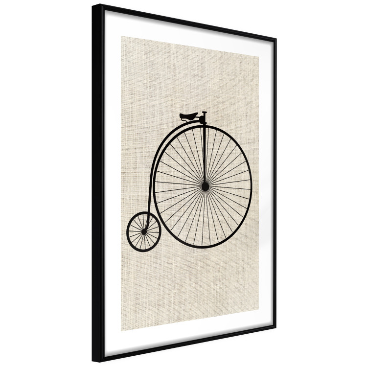 Poster Vintage Bicycle - vehicle with large front wheel on fabric texture 123794 additionalImage 12