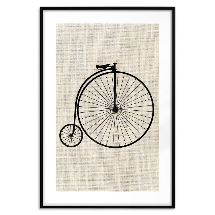 Poster Vintage Bicycle - vehicle with large front wheel on fabric texture 123794 additionalImage 15