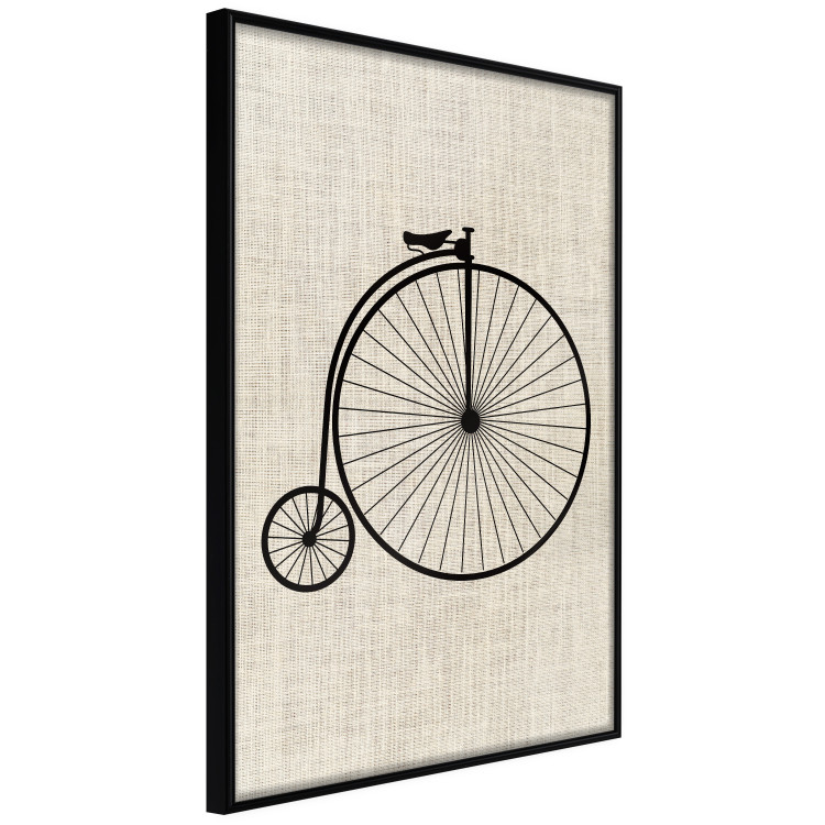 Poster Vintage Bicycle - vehicle with large front wheel on fabric texture 123794 additionalImage 2