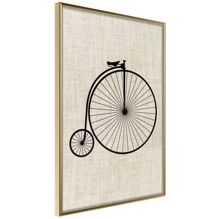Poster Vintage Bicycle - vehicle with large front wheel on fabric texture 123794 additionalImage 3
