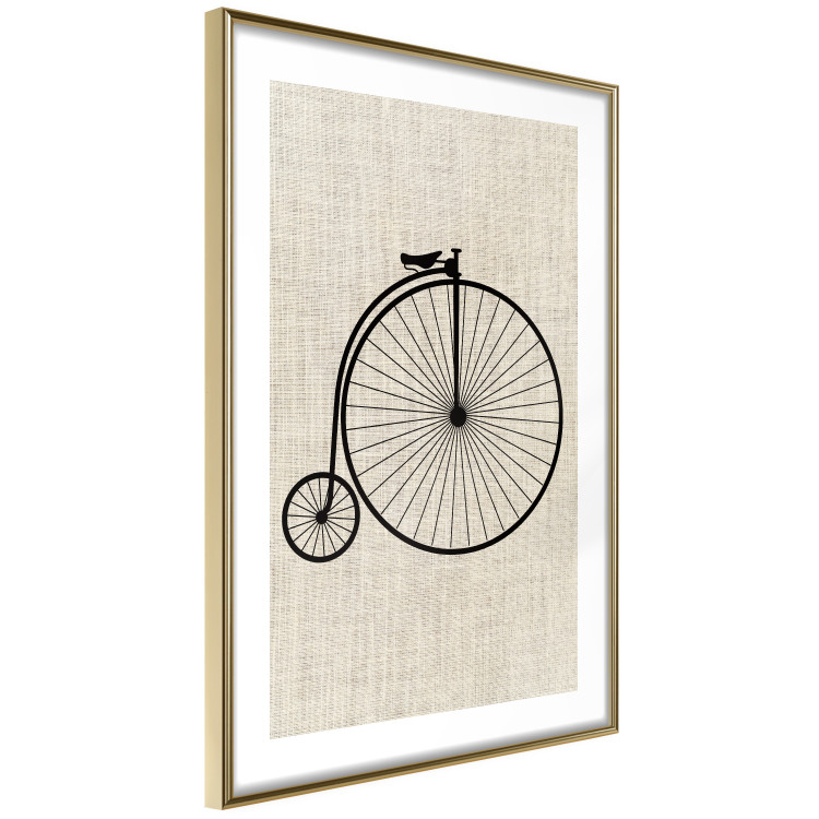 Poster Vintage Bicycle - vehicle with large front wheel on fabric texture 123794 additionalImage 11