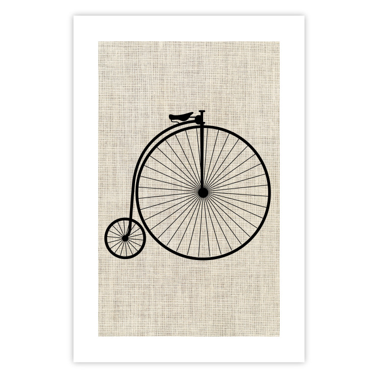 Poster Vintage Bicycle - vehicle with large front wheel on fabric texture 123794 additionalImage 19