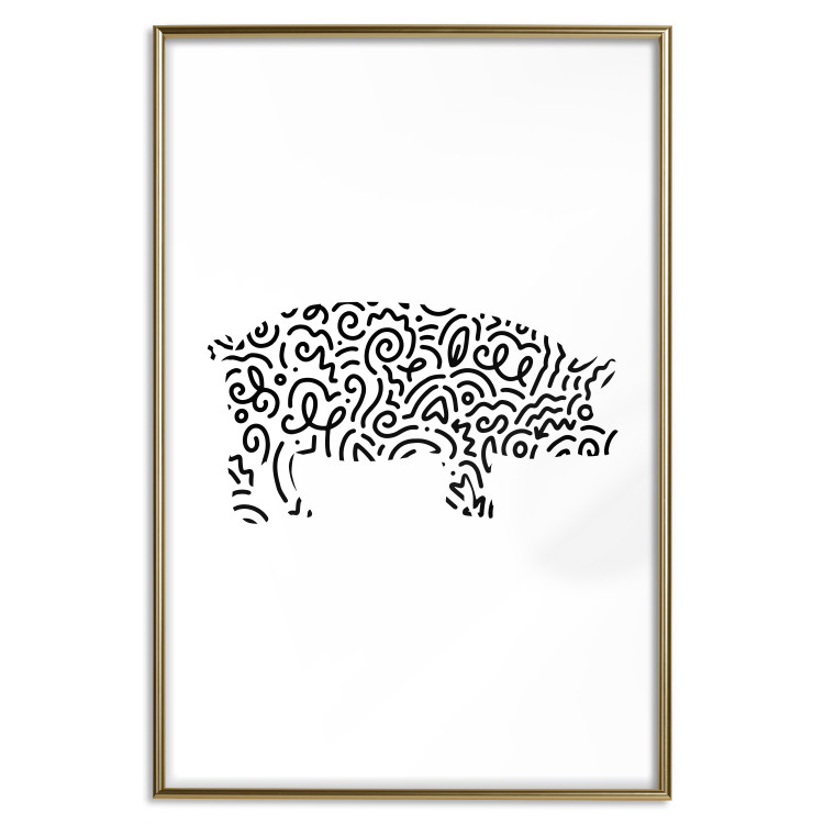 Poster Black and White Pig - abstract patterns forming the shape of a pig 125094 additionalImage 16