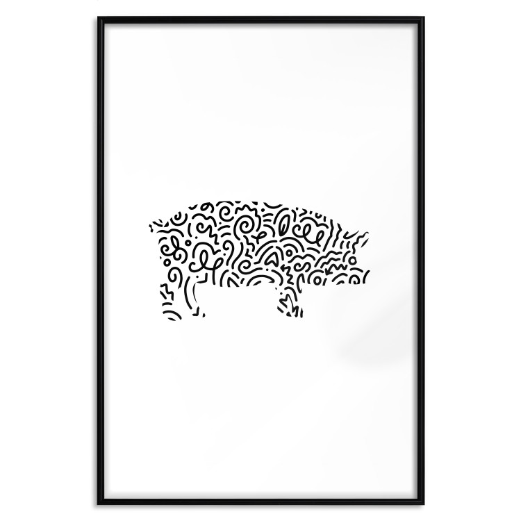 Poster Black and White Pig - abstract patterns forming the shape of a pig 125094 additionalImage 15