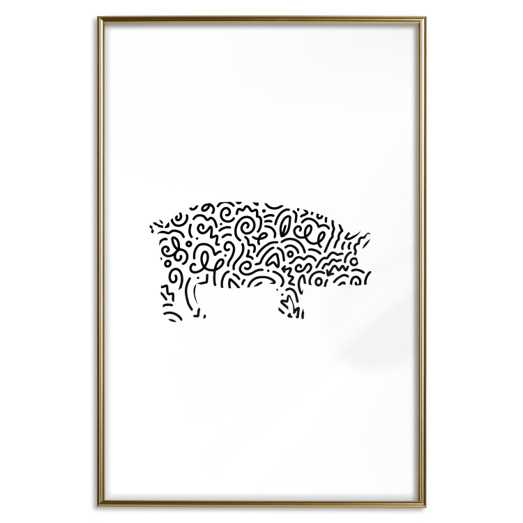 Poster Black and White Pig - abstract patterns forming the shape of a pig 125094 additionalImage 14