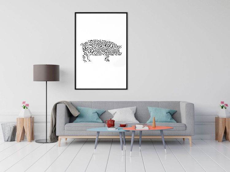 Poster Black and White Pig - abstract patterns forming the shape of a pig 125094 additionalImage 3