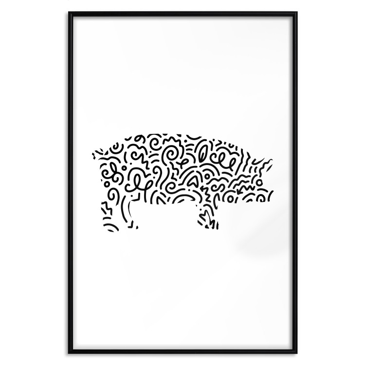 Poster Black and White Pig - abstract patterns forming the shape of a pig 125094 additionalImage 18