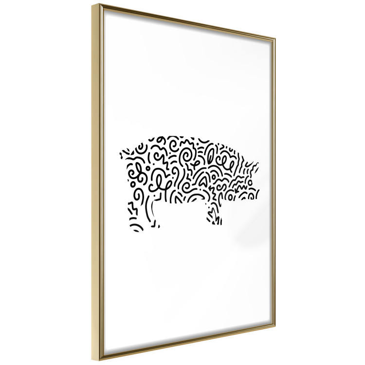 Poster Black and White Pig - abstract patterns forming the shape of a pig 125094 additionalImage 12