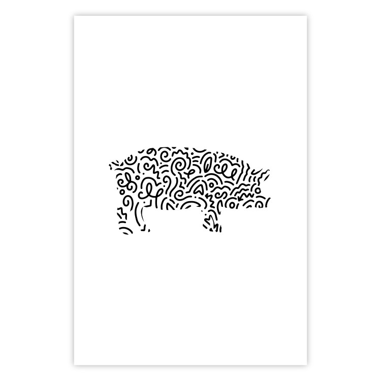 Poster Black and White Pig - abstract patterns forming the shape of a pig 125094 additionalImage 19
