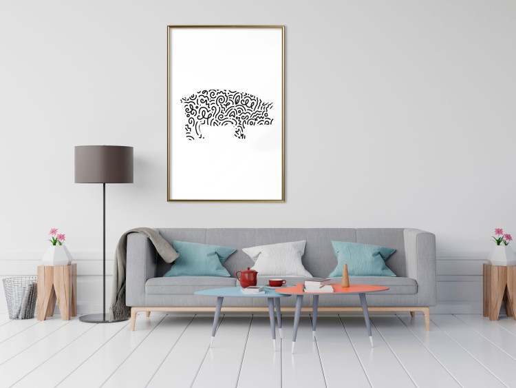 Poster Black and White Pig - abstract patterns forming the shape of a pig 125094 additionalImage 5