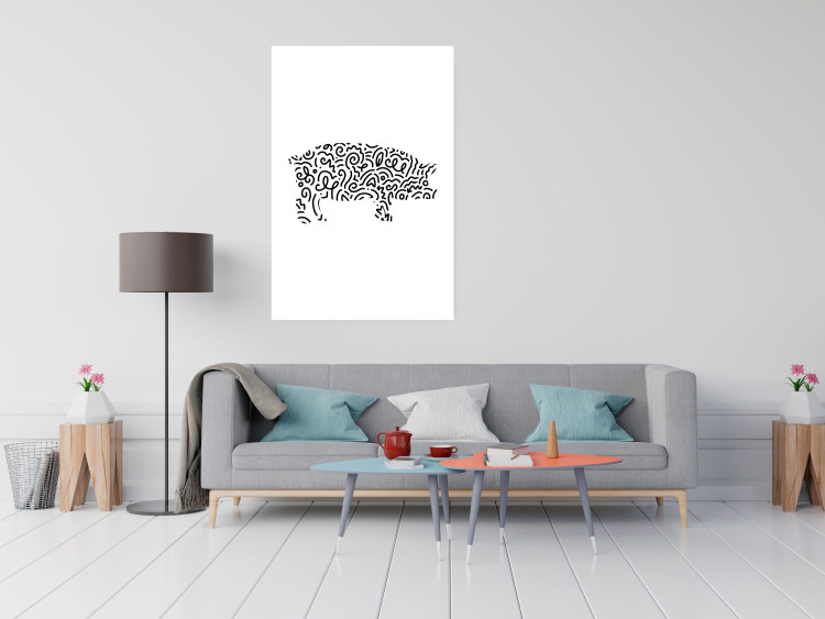 Poster Black and White Pig - abstract patterns forming the shape of a pig 125094 additionalImage 17