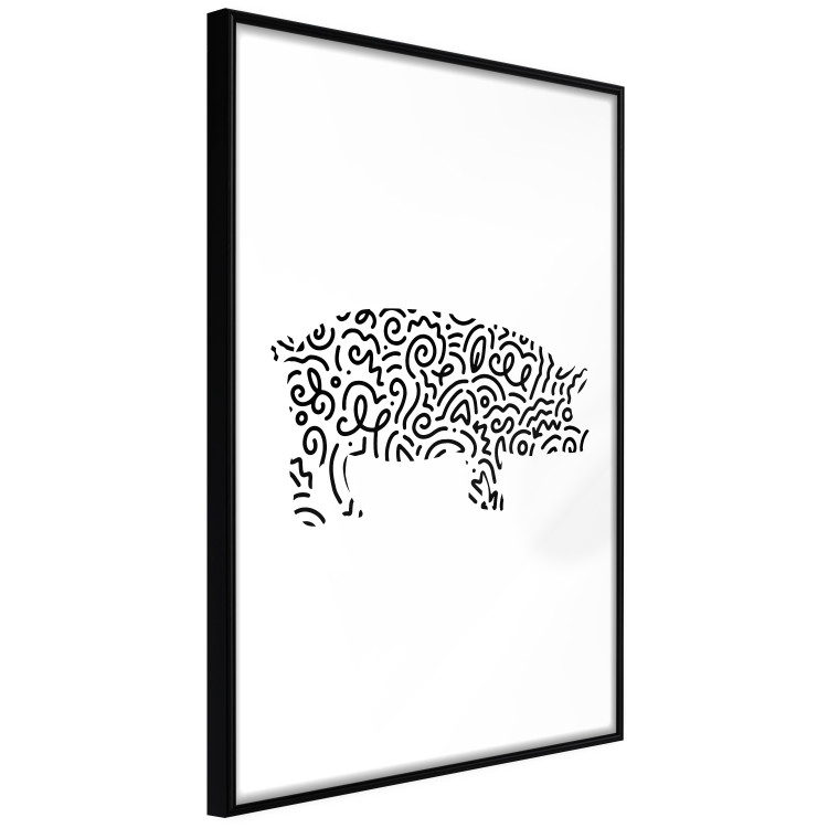 Poster Black and White Pig - abstract patterns forming the shape of a pig 125094 additionalImage 10