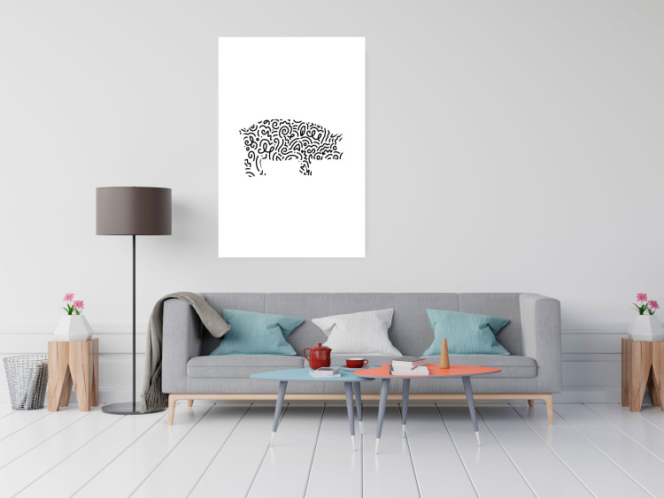 Poster Black and White Pig - abstract patterns forming the shape of a pig 125094 additionalImage 2