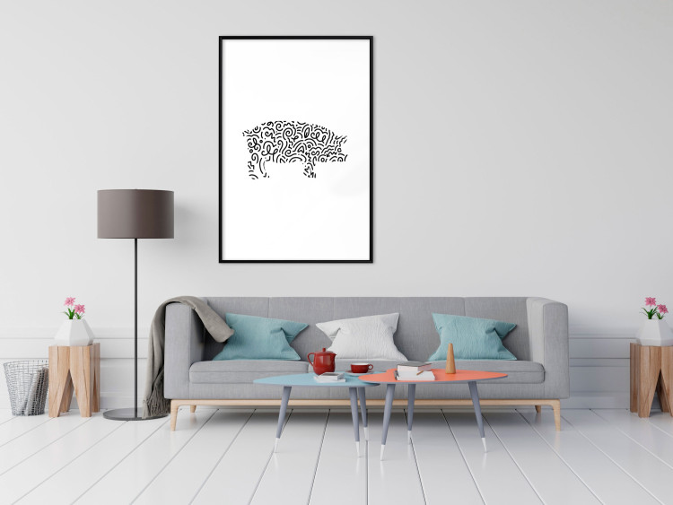 Poster Black and White Pig - abstract patterns forming the shape of a pig 125094 additionalImage 4