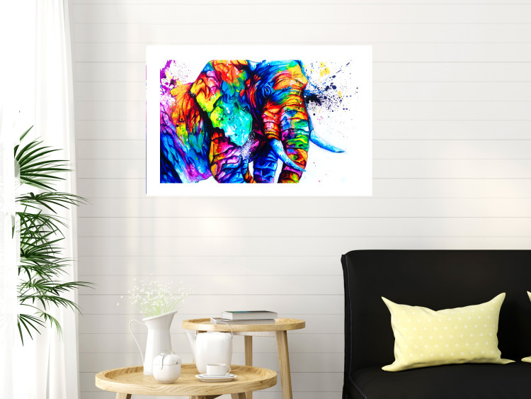 Poster Friendly Elephant - abstract multicolored animal on a white background 127094 additionalImage 3