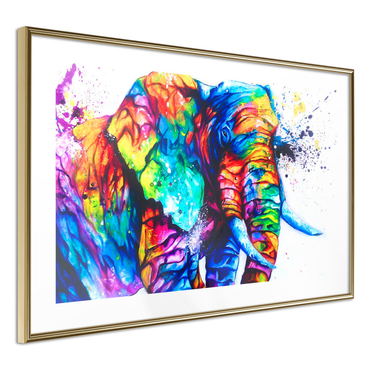 Poster Friendly Elephant - abstract multicolored animal on a white background 127094 additionalImage 7