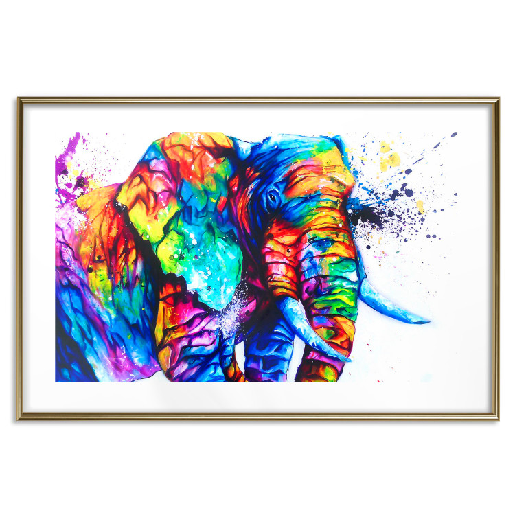 Poster Friendly Elephant - abstract multicolored animal on a white background 127094 additionalImage 14