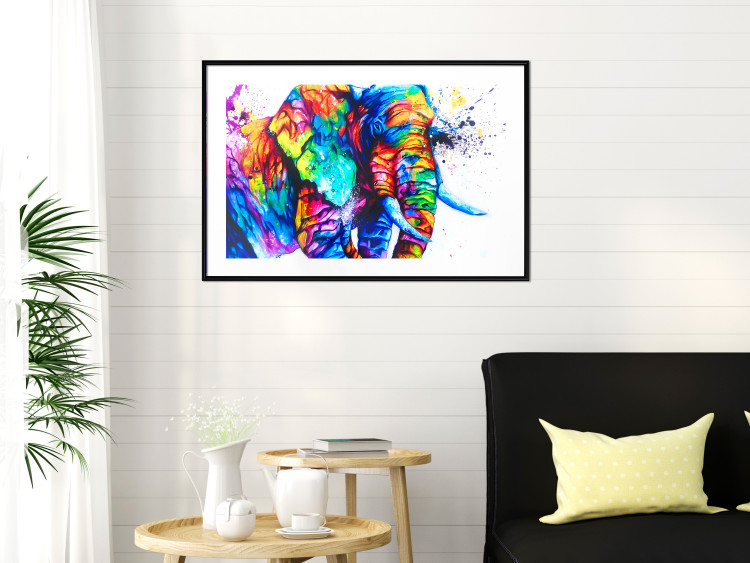 Poster Friendly Elephant - abstract multicolored animal on a white background 127094 additionalImage 18