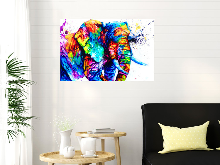 Poster Friendly Elephant - abstract multicolored animal on a white background 127094 additionalImage 2
