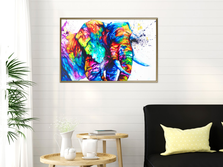 Poster Friendly Elephant - abstract multicolored animal on a white background 127094 additionalImage 5