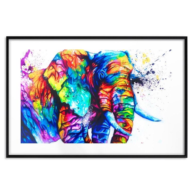 Poster Friendly Elephant - abstract multicolored animal on a white background 127094 additionalImage 15