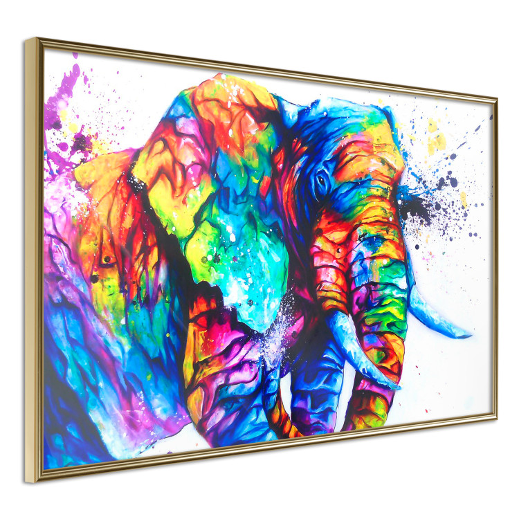 Poster Friendly Elephant - abstract multicolored animal on a white background 127094 additionalImage 12