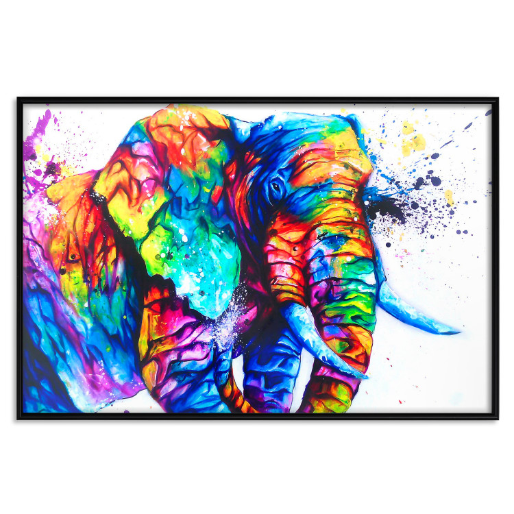 Poster Friendly Elephant - abstract multicolored animal on a white background 127094 additionalImage 16