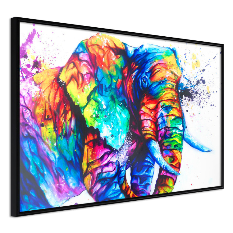 Poster Friendly Elephant - abstract multicolored animal on a white background 127094 additionalImage 11